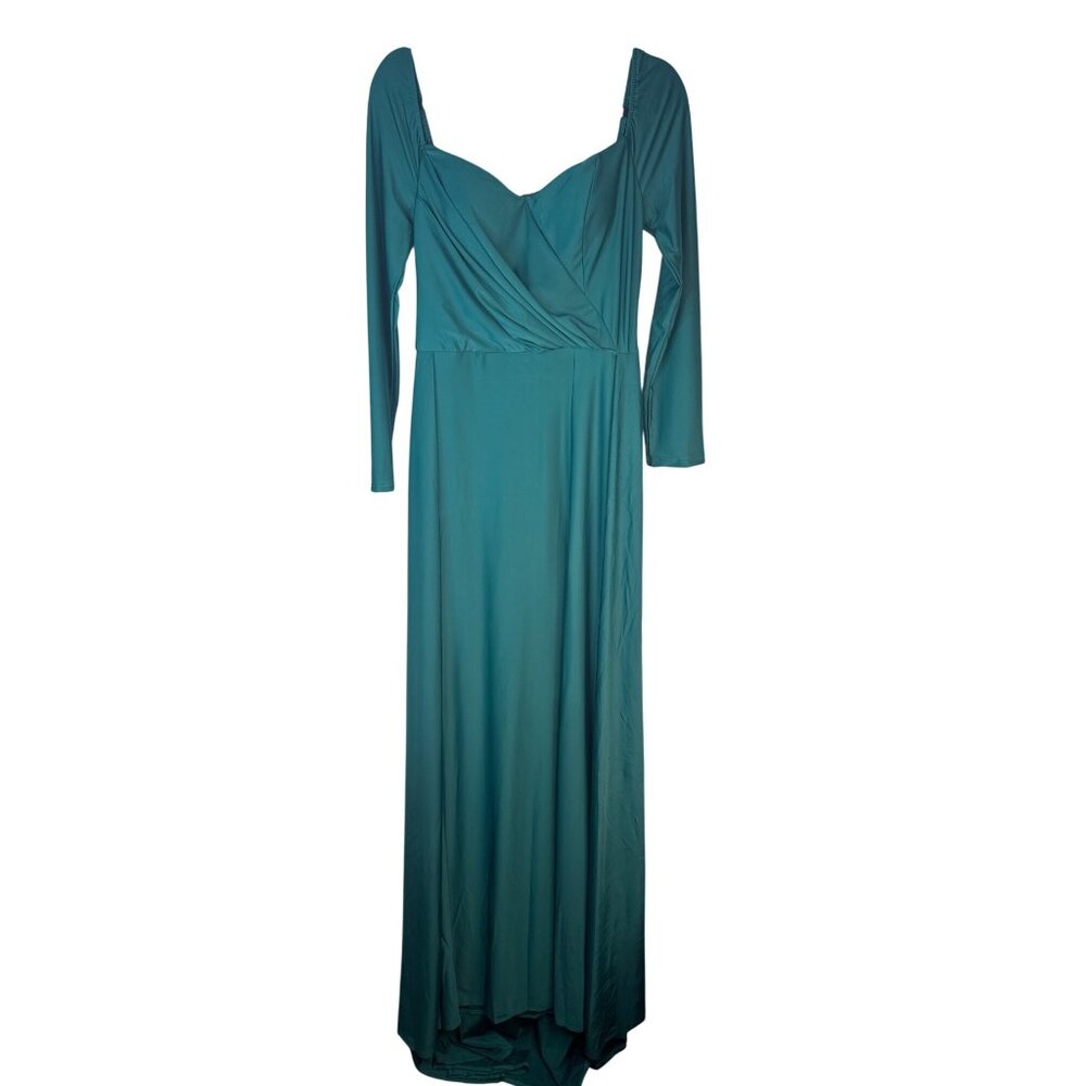 Miss Ord Deep Teal Long Medium Sleeve Sweetheart Neckline Maxi Dress - Picture 2 of 15